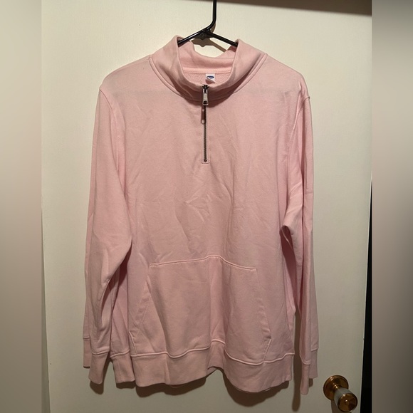 Quarter Zip Pink Hoodie - Picture 1 of 3